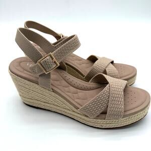 Vivaia Sally Pro Wedge Sandals Old Money Casual Knit Platform Comfort Almond 8.5